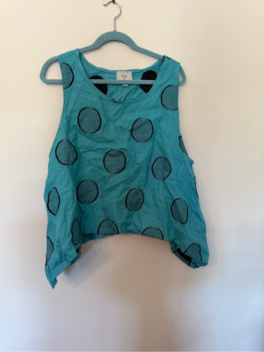 Linen/Cotton blend lagenlook asymmetrical sleeveless top size XL